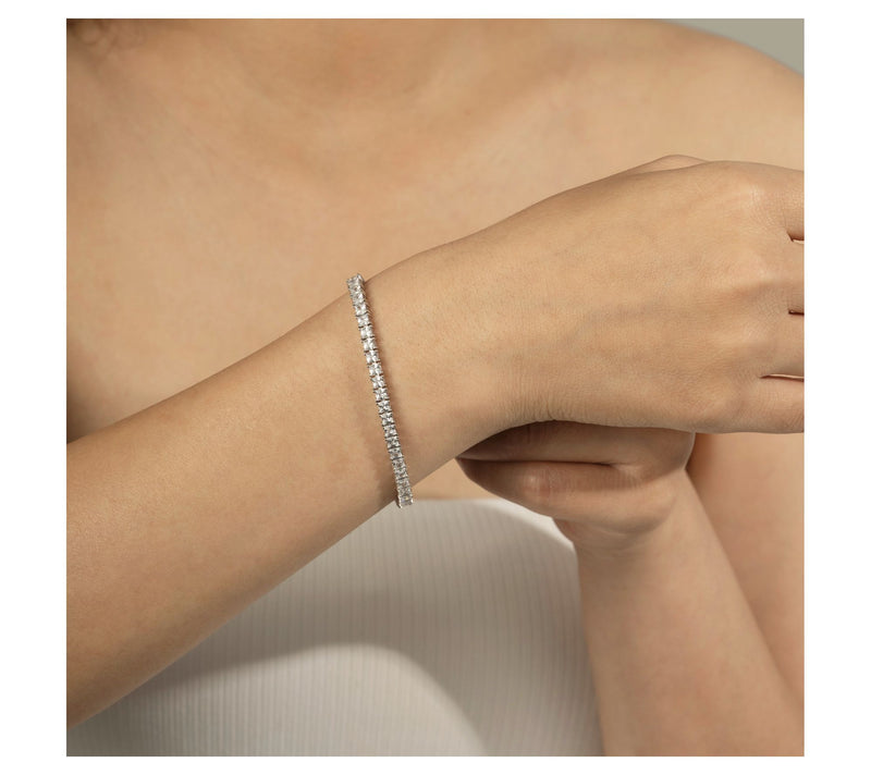 Diamonique Sterling 8.50 cttw Princess-Cut Tennis Bracelet — View 10