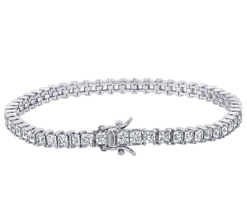 Diamonique Sterling 8.50 cttw Princess-Cut Tennis Bracelet — View 8