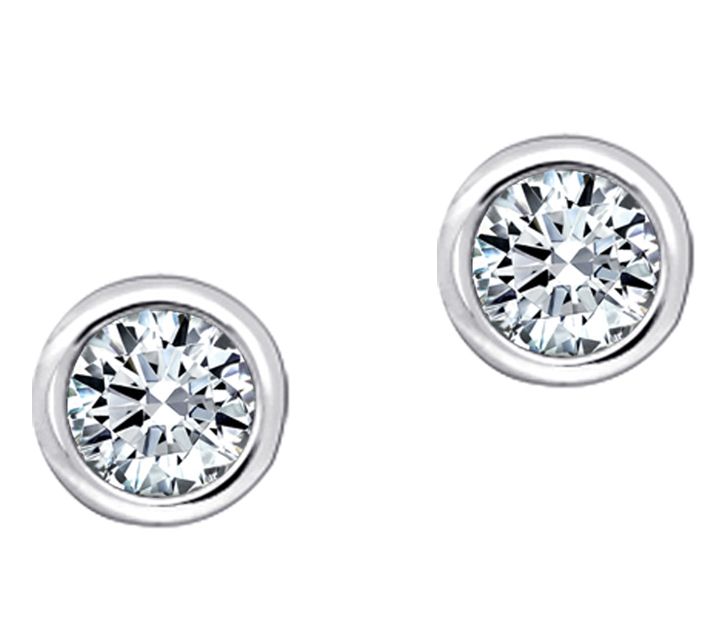 Diamonique Sterling 1.00 cttw Round Bezel-Set Stud Earrings — View 3