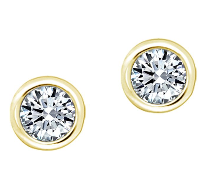 Diamonique Sterling 1.00 cttw Round Bezel-Set Stud Earrings — View 7