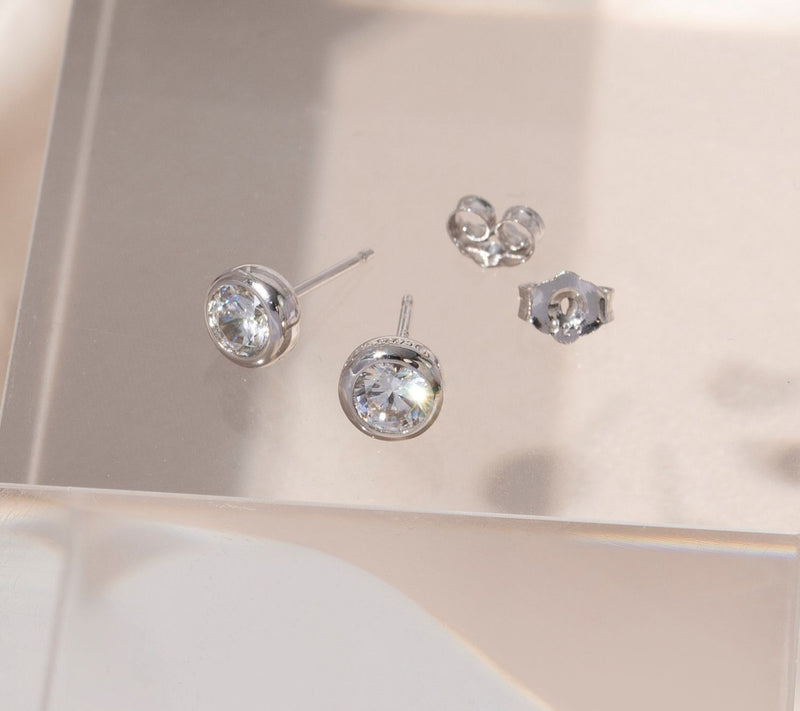 Diamonique Sterling 1.00 cttw Round Bezel-Set Stud Earrings — View 10