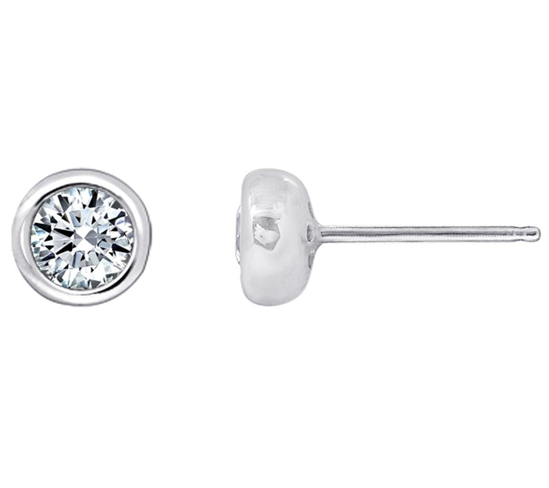 Diamonique Sterling 1.00 cttw Round Bezel-Set Stud Earrings — View 8