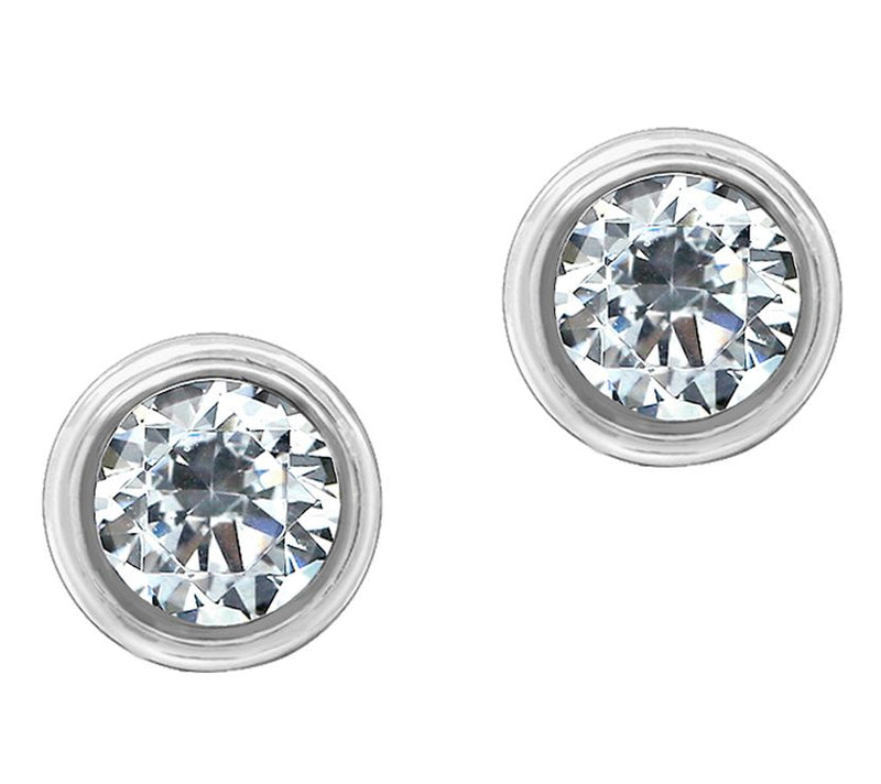 Diamonique Sterling 2.00 cttw Round Bezel Set Stud Earrings — View 5