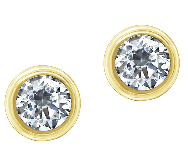 Diamonique Sterling 2.00 cttw Round Bezel Set Stud Earrings — View 3