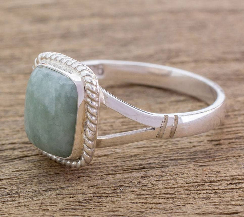 Novica Artisan Crafted Sterling Jade Ring — View 3
