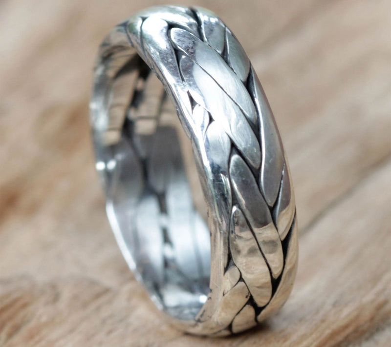 Novica Artisan Crafted Sterling Braided Band Ring — View 2