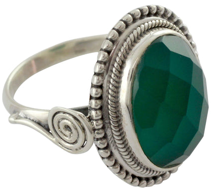 Novica Artisan Crafted Sterling Green O nyx Ring
