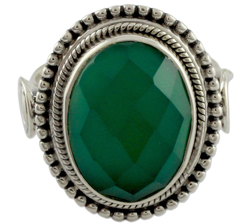 Novica Artisan Crafted Sterling Green O nyx Ring — View 2