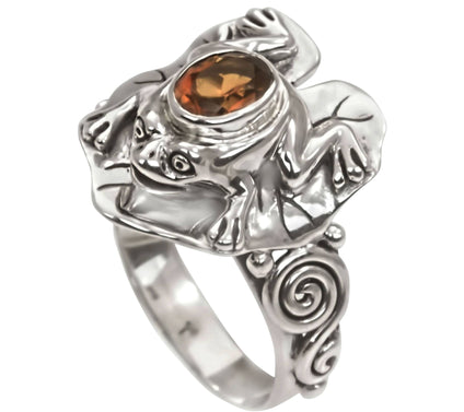 Novica Artisan Crafted Sterling 0.40 ct Citrine Frog Ring