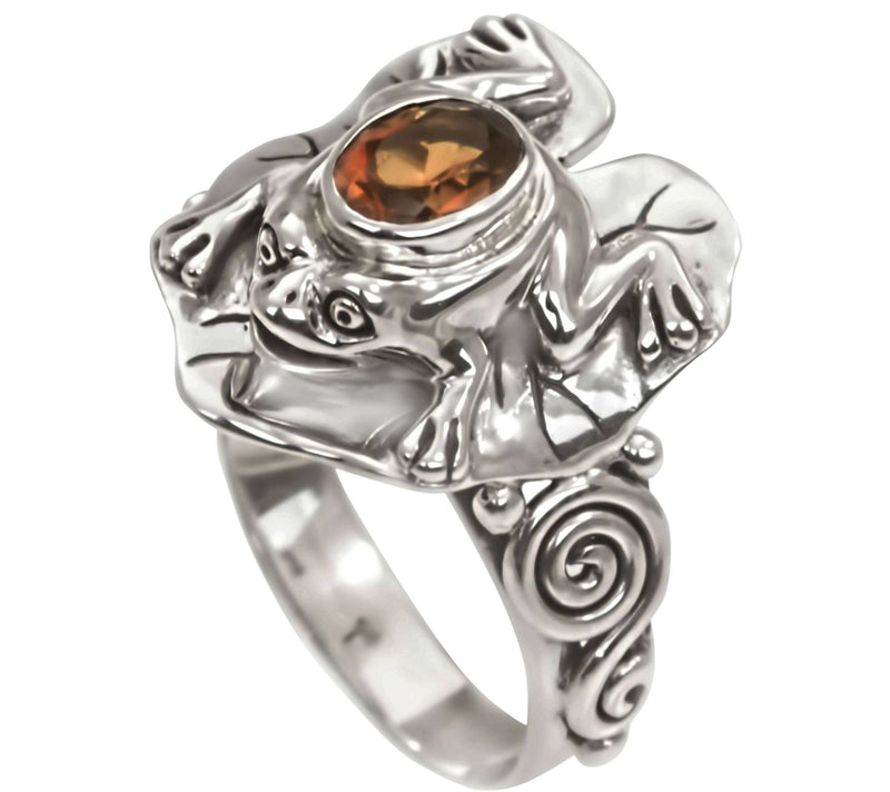 Novica Artisan Crafted Sterling 0.40 ct Citrine Frog Ring — Main view