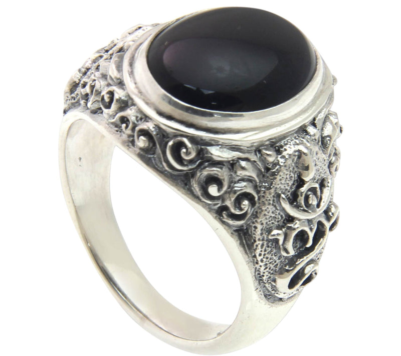 Novica Artisan Crafted Sterling Onyx Ring — Main view