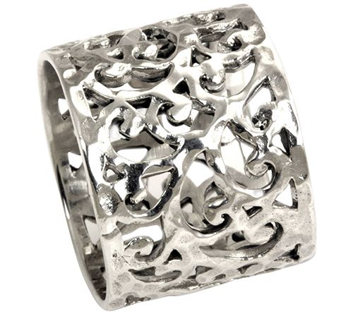 Novica Artisan Crafted Sterling Wide Scroll Band Ring — View 2