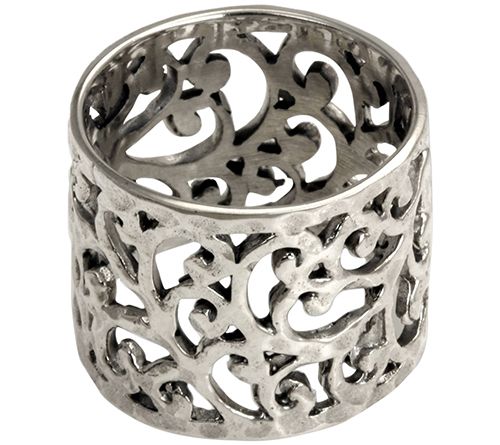 Novica Artisan Crafted Sterling Wide Scroll Band Ring — Main view