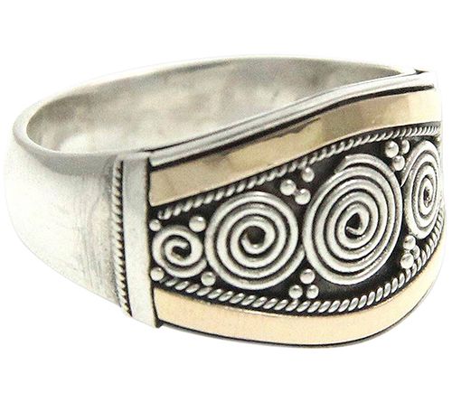 Novica Artisan Crafted Sterling/18K Swirl Ring — Main view