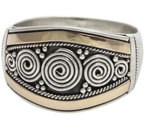 Novica Artisan Crafted Sterling/18K Swirl Ring — View 2