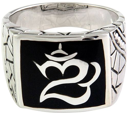 Novica Artisan Crafted Men's Sterling Om Signet Ring — Main view