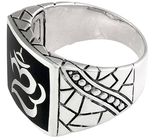 Novica Artisan Crafted Men's Sterling Om Signet Ring — View 2