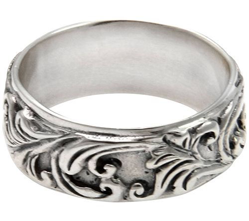 Novica Artisan Crafted Sterling Leaf Band Ring — Main view