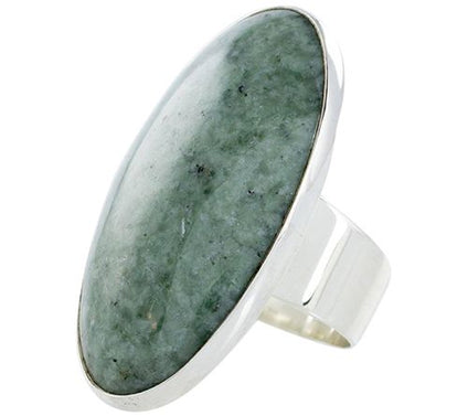Novica Artisan Crafted Sterling Elongated Jade Ring