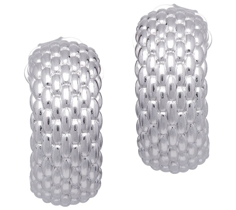 Sterling Woven Texture Hoop Earrings — Main view