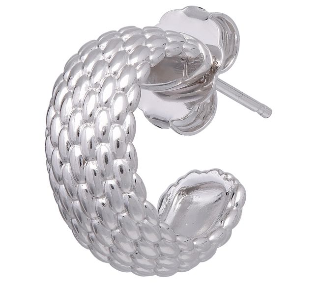 Sterling Woven Texture Hoop Earrings — View 2