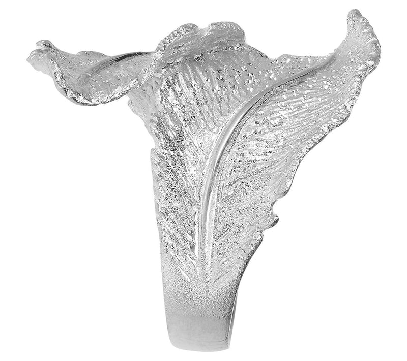 Italian Silver Diamond-Cut Double Leaf Design Ring — View 7