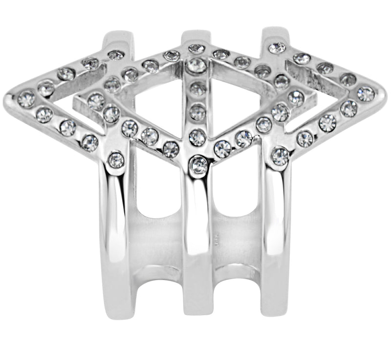 Steel by Design Crystal Chevron Ring — View 2