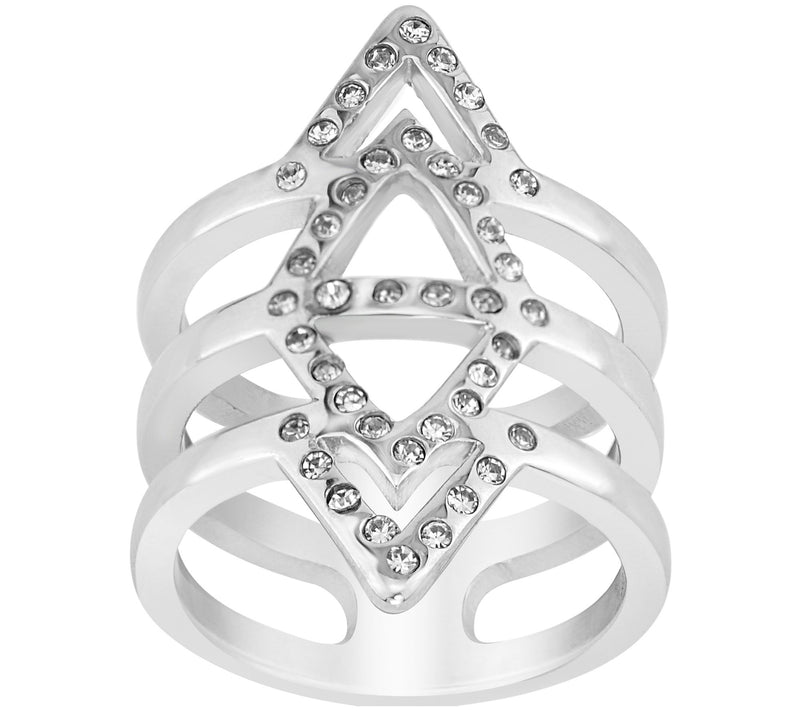 Steel by Design Crystal Chevron Ring — Main view