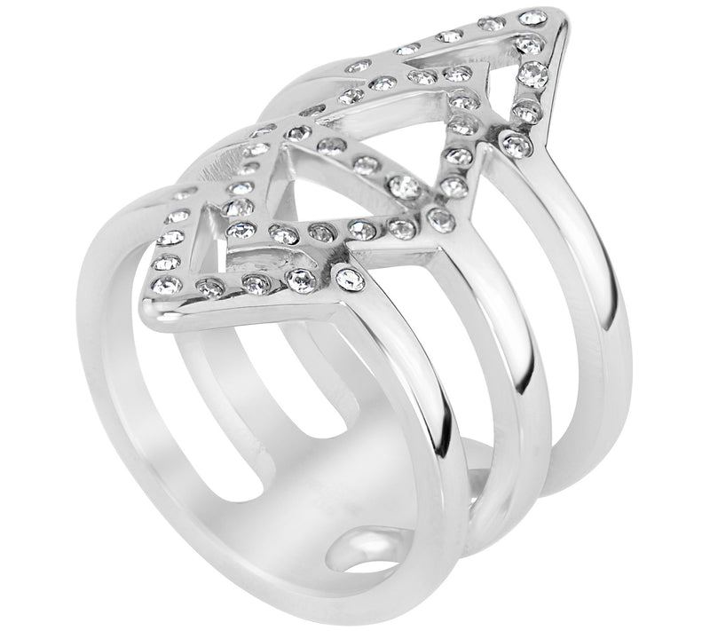 Steel by Design Crystal Chevron Ring — View 3