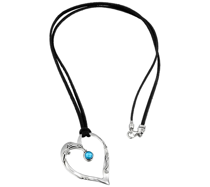Hagit Sterling Cultured Pearl Heart Pendant o nLeather Cord — View 2