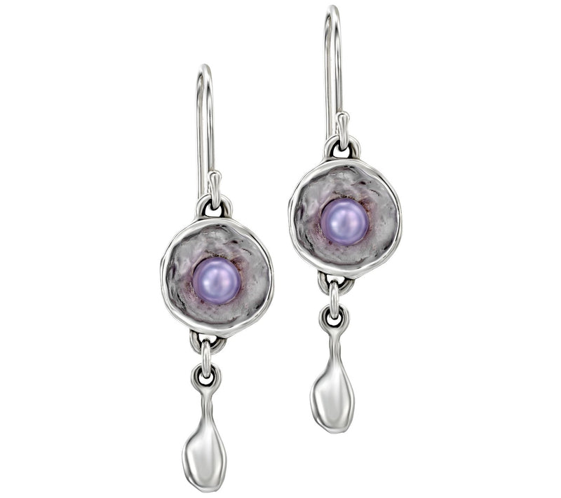 Hagit Violet Cultured Pearl Earrings & NecklaceSet, Sterling — View 2