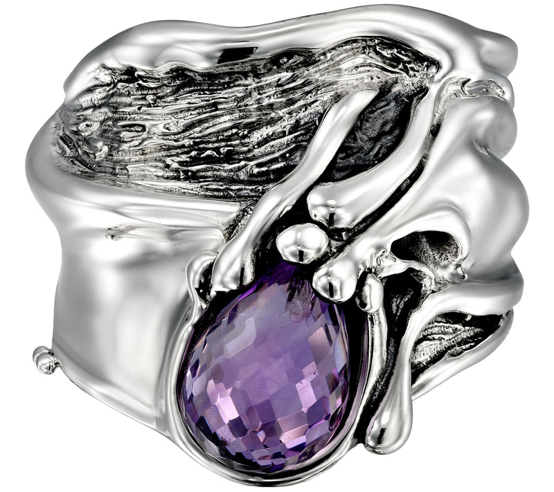 Hagit Sterling Silver 3.10cttw Rose-Cut Amethyst Ring — Main view