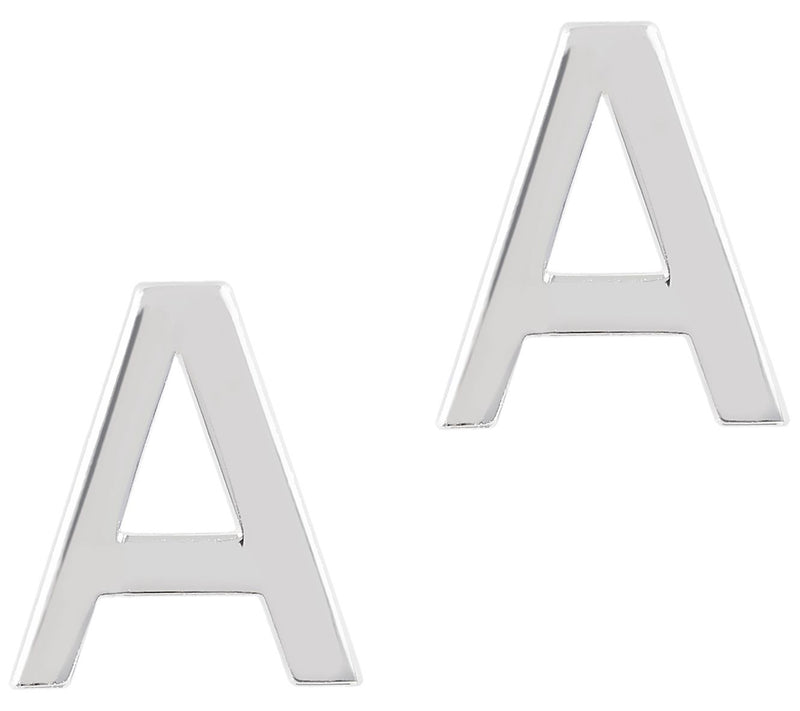 UltraFine Silver Polished Initial Stud Earrings — View 3