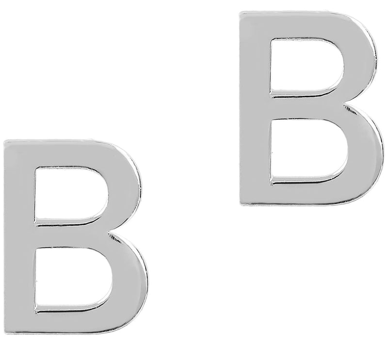UltraFine Silver Polished Initial Stud Earrings — View 5