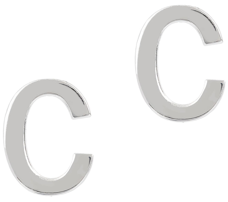 UltraFine Silver Polished Initial Stud Earrings — View 7