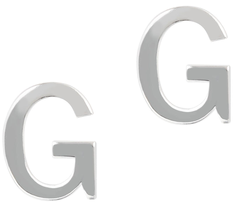 UltraFine Silver Polished Initial Stud Earrings — View 15