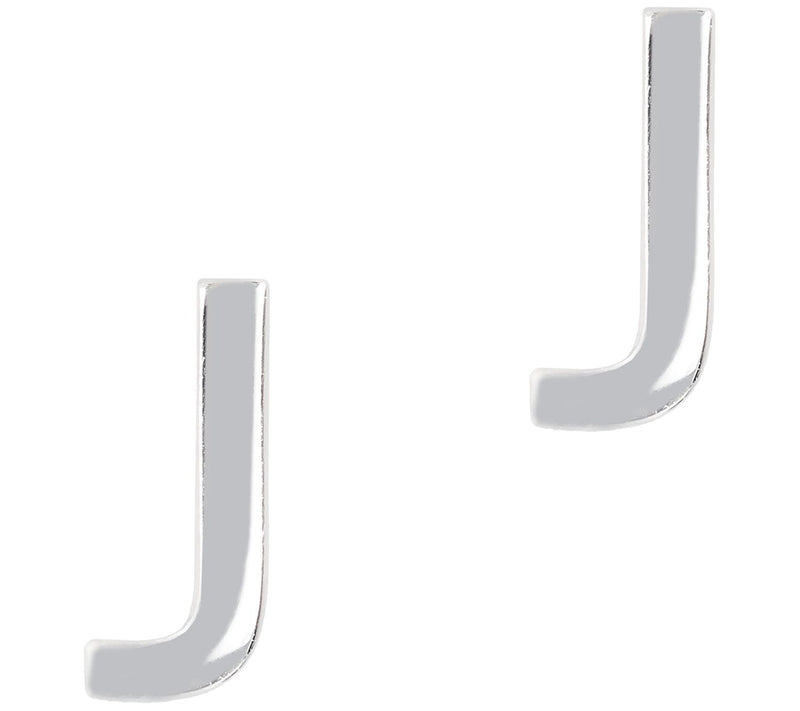 UltraFine Silver Polished Initial Stud Earrings — View 21