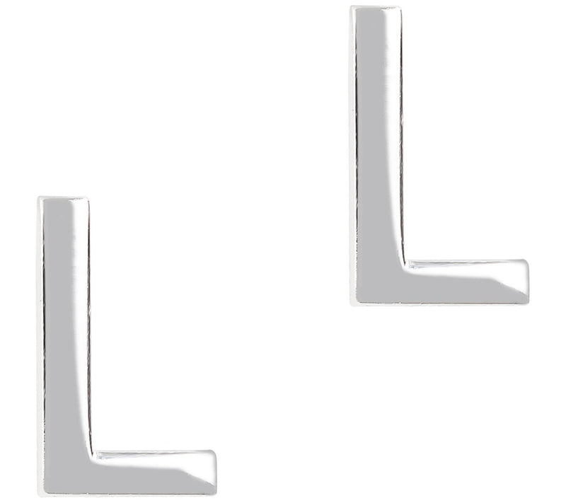 UltraFine Silver Polished Initial Stud Earrings — View 25