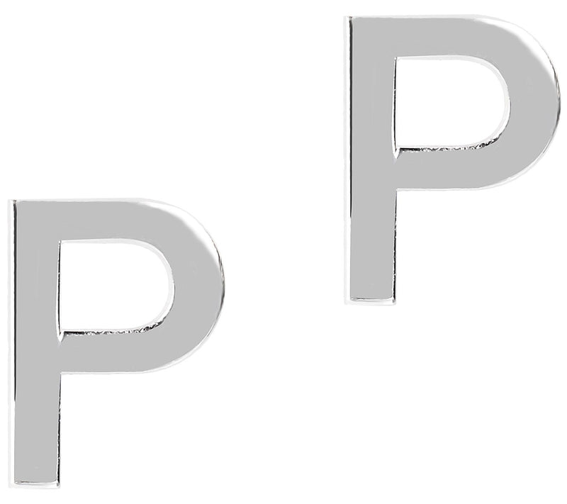 UltraFine Silver Polished Initial Stud Earrings — View 33
