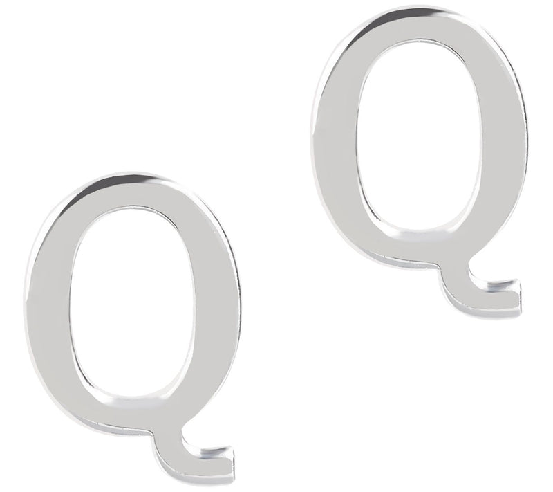 UltraFine Silver Polished Initial Stud Earrings — View 35