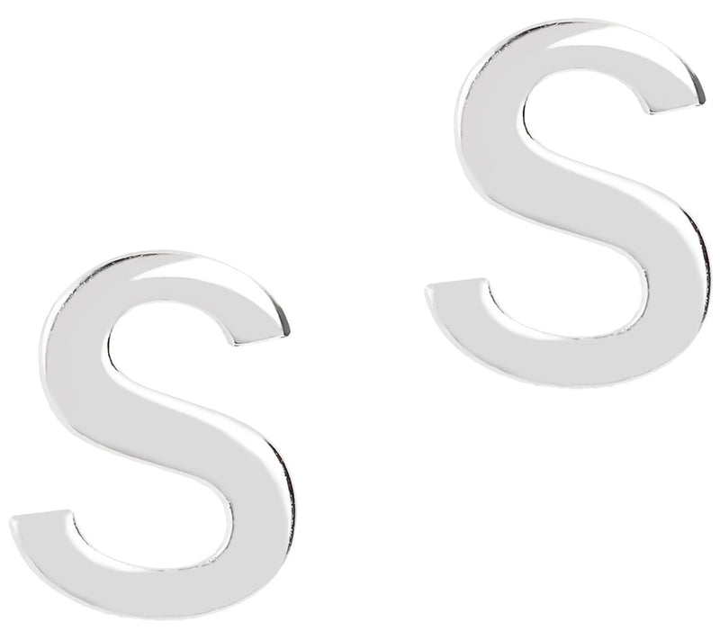 UltraFine Silver Polished Initial Stud Earrings — View 39