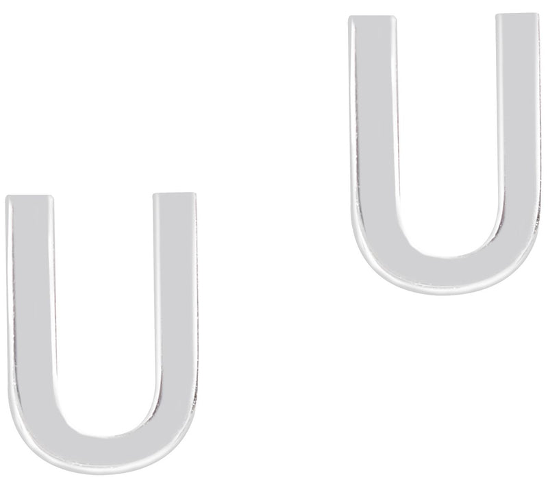 UltraFine Silver Polished Initial Stud Earrings — View 43