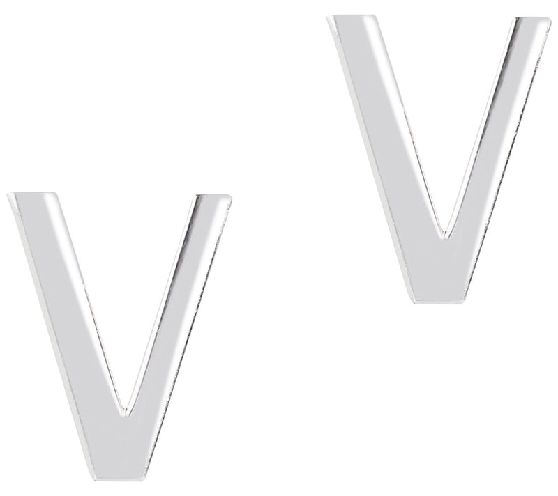 UltraFine Silver Polished Initial Stud Earrings — View 45