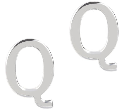 UltraFine Silver Polished Initial Stud Earrings