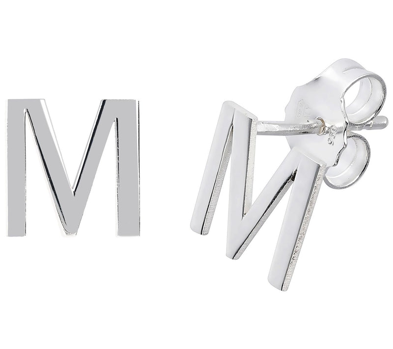 UltraFine Silver Polished Initial Stud Earrings — View 54