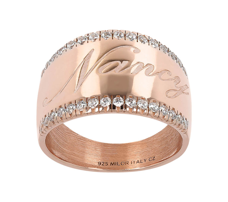 Diamonique Personalized Graduated Band Ring, Sterling Silver — View 3