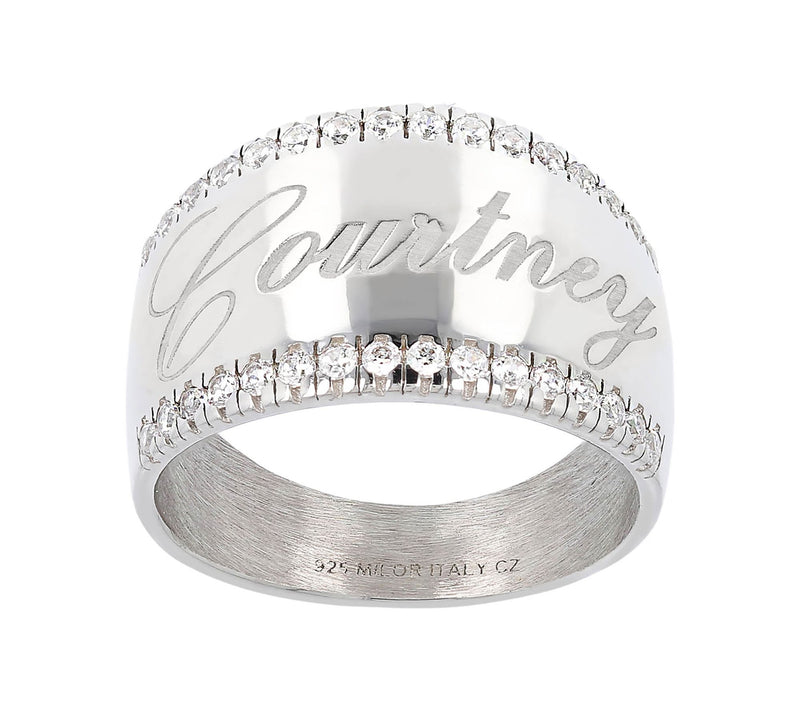 Diamonique Personalized Graduated Band Ring, Sterling Silver — View 5
