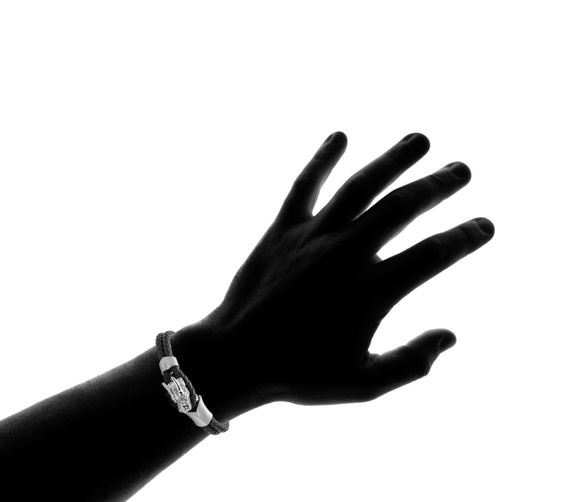 Steel by Design Men's Leather Dragon Bracelet — View 6