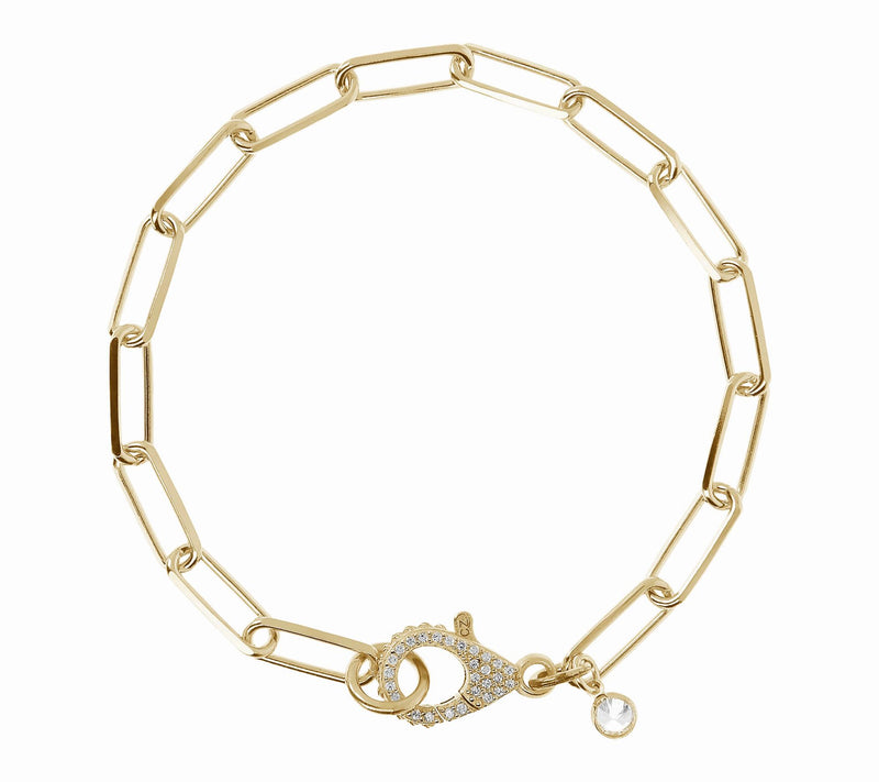 Diamonique Paperclip Link Bracelet, Sterling Si lver — Main view