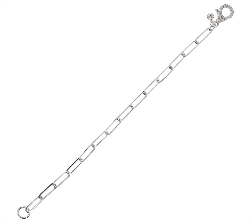 Diamonique Paperclip Link Bracelet, Sterling Si lver — View 6